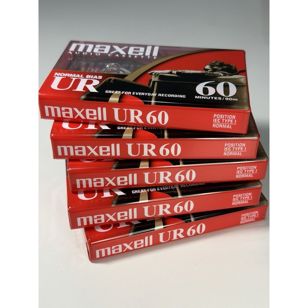 Maxell UR 60 Blank Audio Cassette Tapes Lot of 5 Sealed Type I Normal Bias